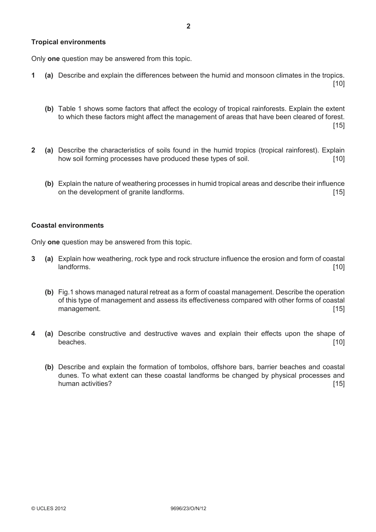 Cambridge A Level Geography 9696 2012 Oct/Nov Paper 2 · Variant 3 question paper, page 2 of 4