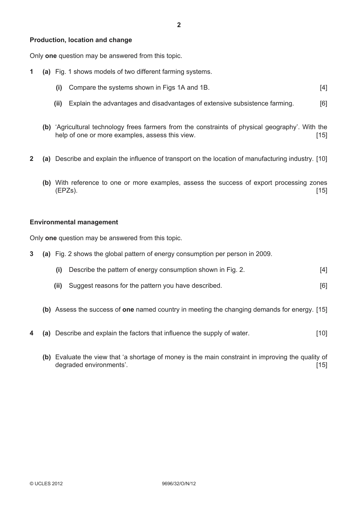 Cambridge A Level Geography 9696 2012 Oct/Nov Paper 3 · Variant 2 question paper, page 2 of 4