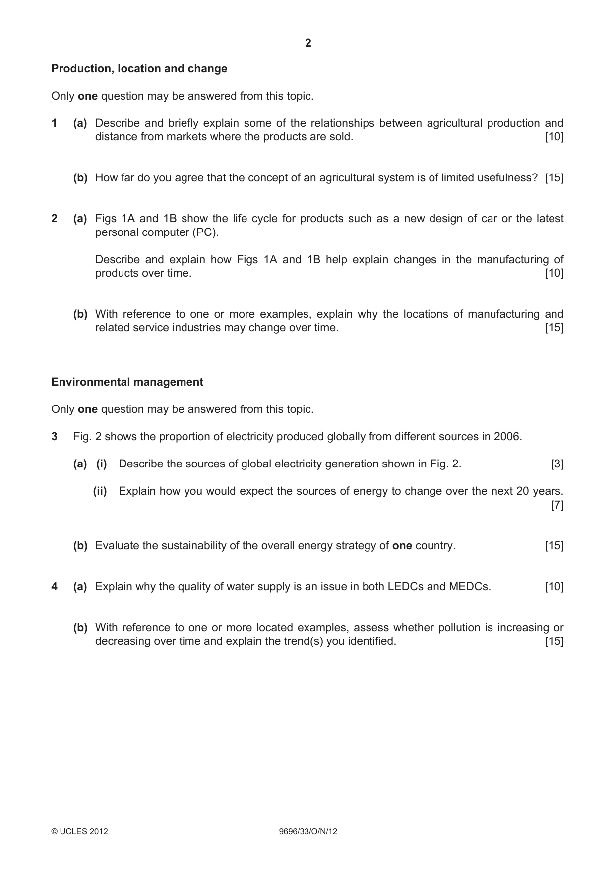 Cambridge A Level Geography 9696 2012 Oct/Nov Paper 3 · Variant 3 question paper, page 2 of 4