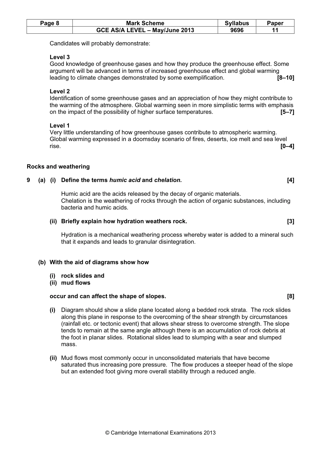 Mark scheme, page 8 of 13