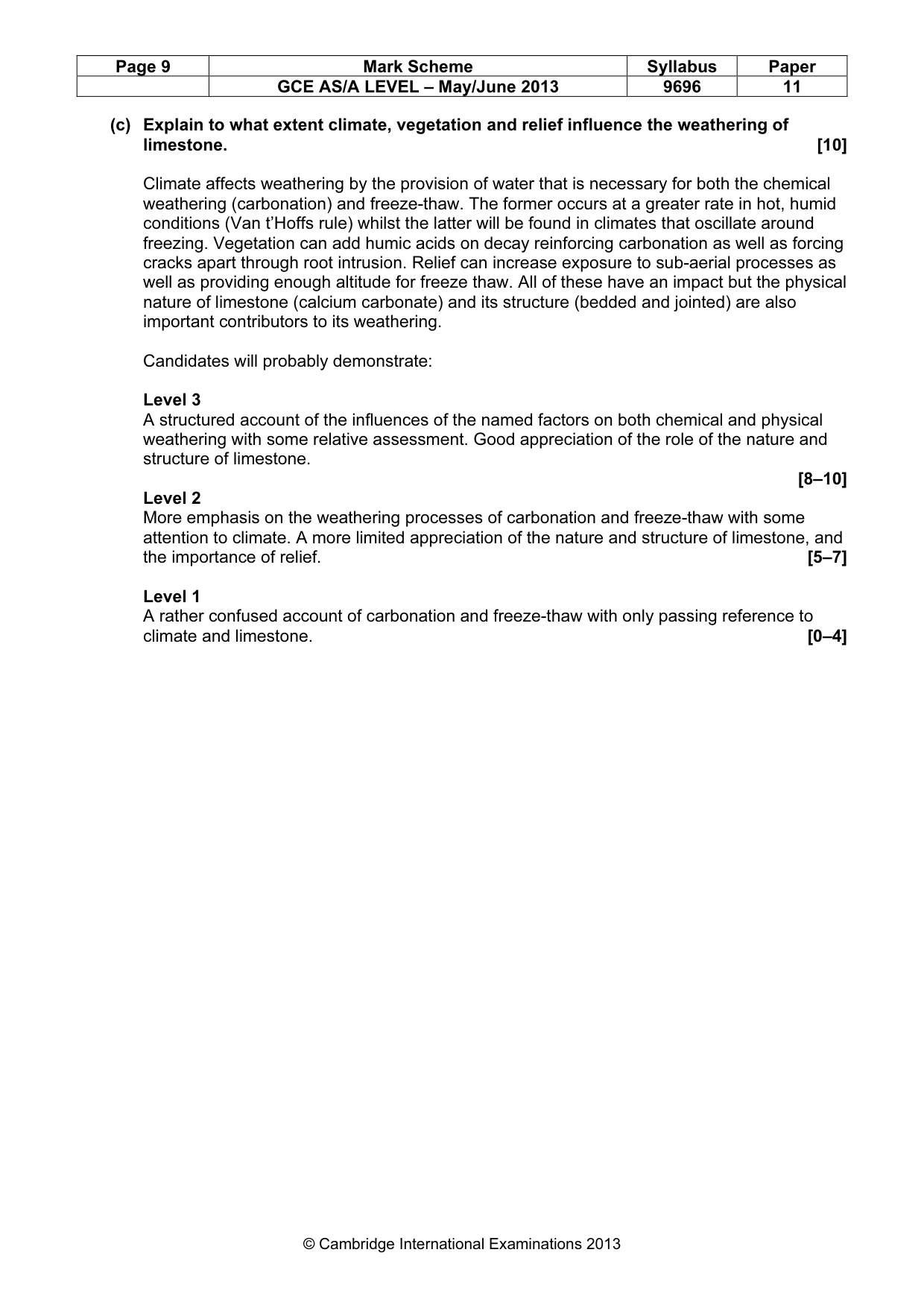 Mark scheme, page 9 of 13