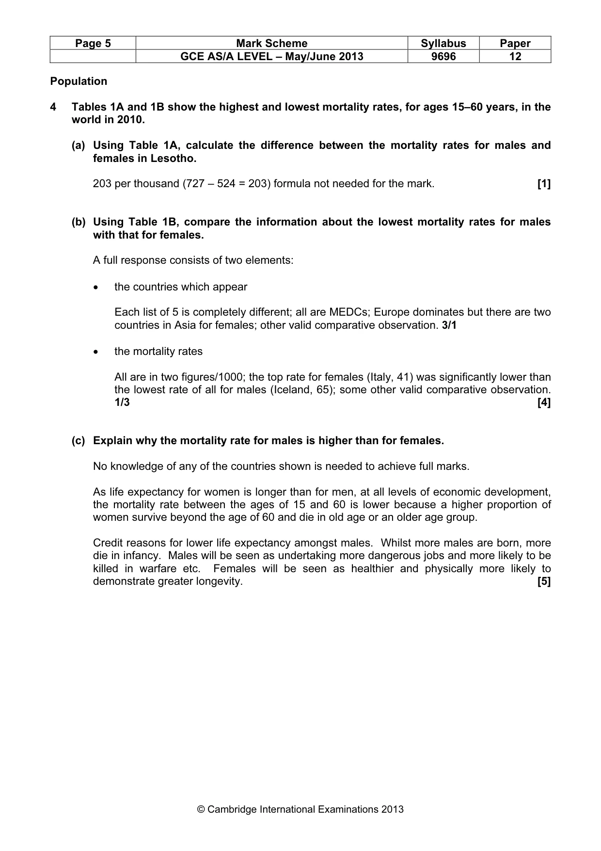 Mark scheme, page 5 of 13