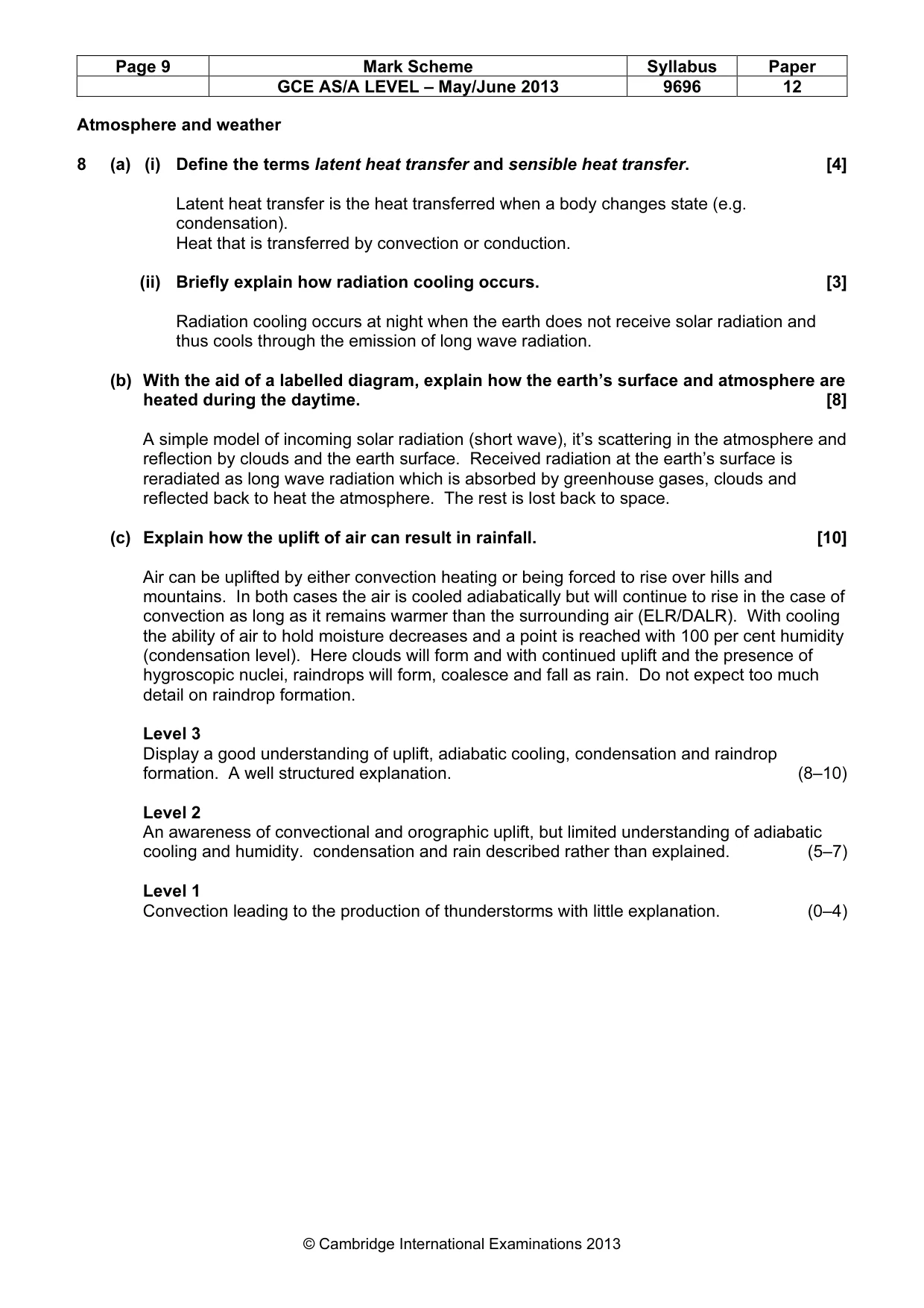 Mark scheme, page 9 of 13
