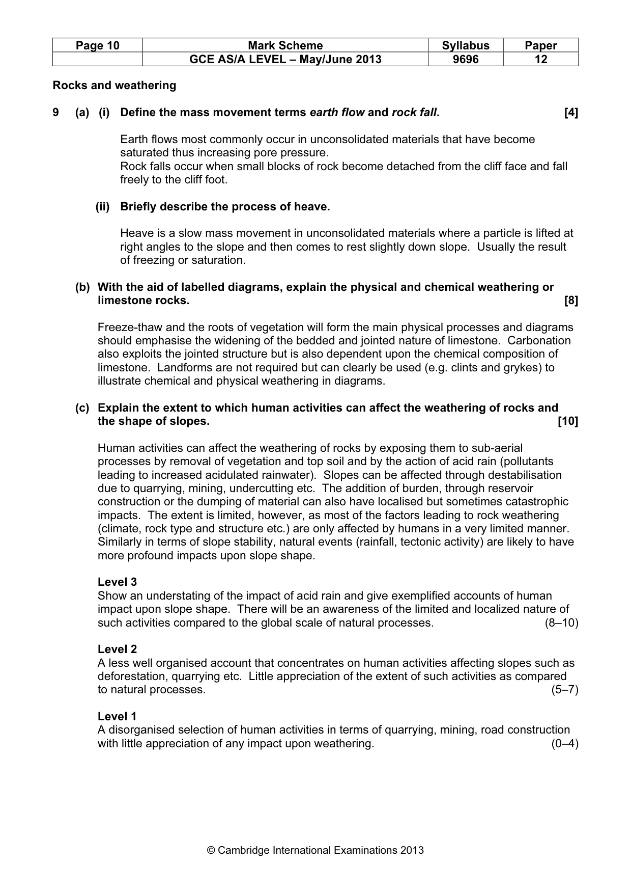 Mark scheme, page 10 of 13