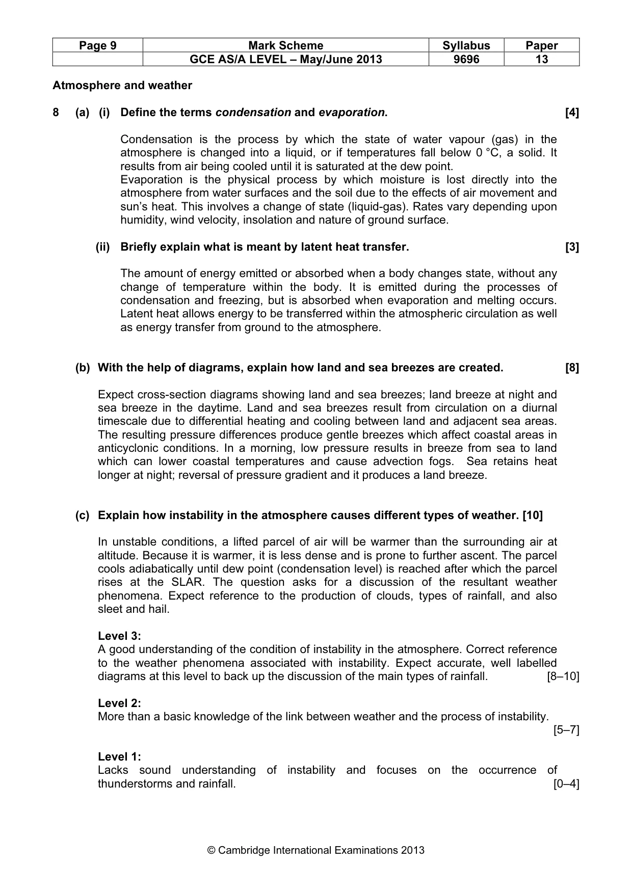 Mark scheme, page 9 of 14
