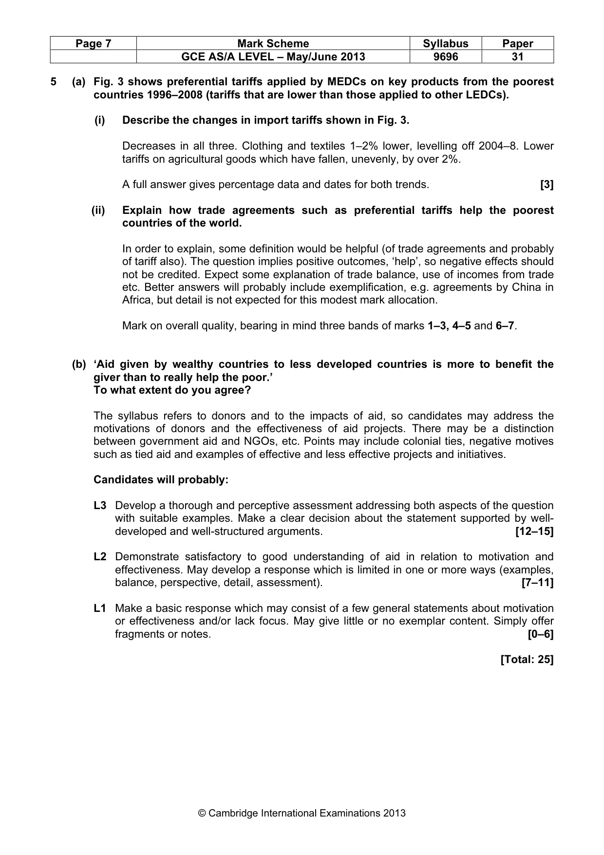 Mark scheme, page 7 of 10