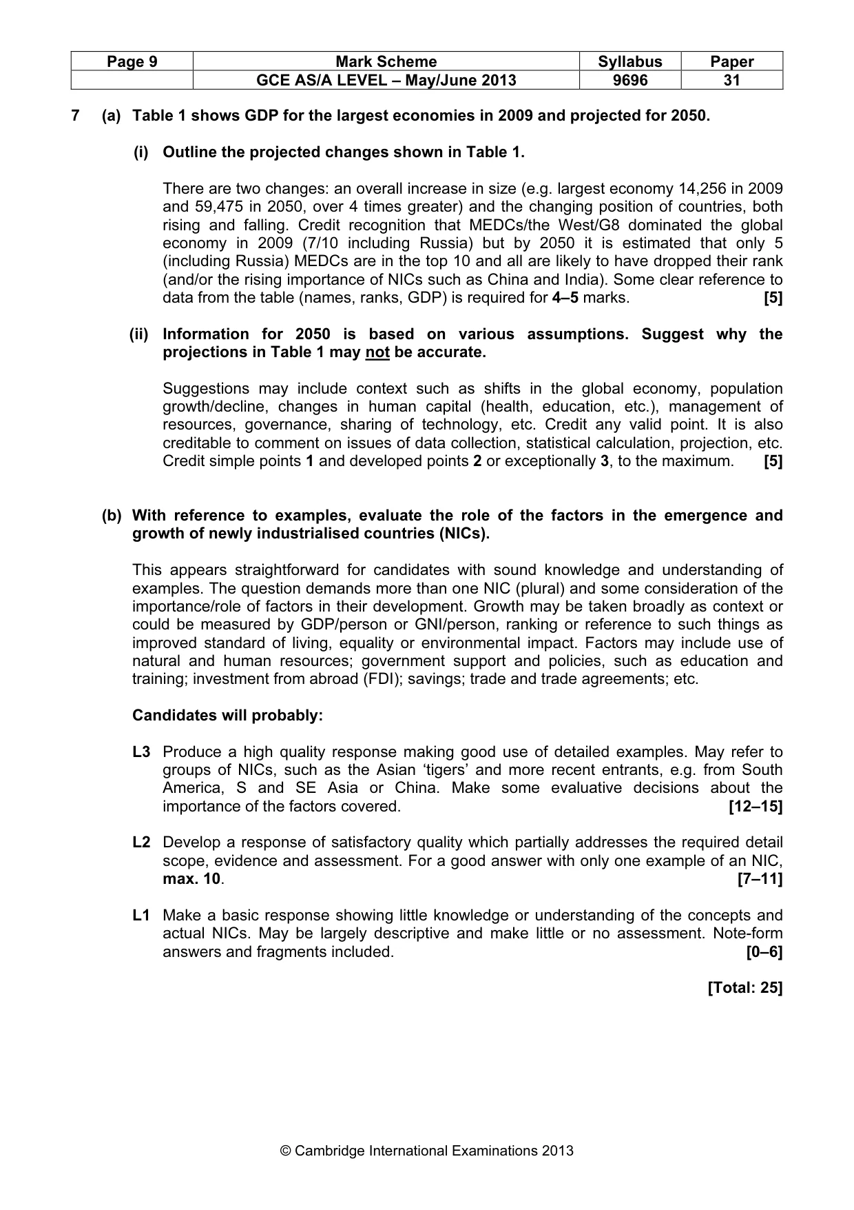 Mark scheme, page 9 of 10