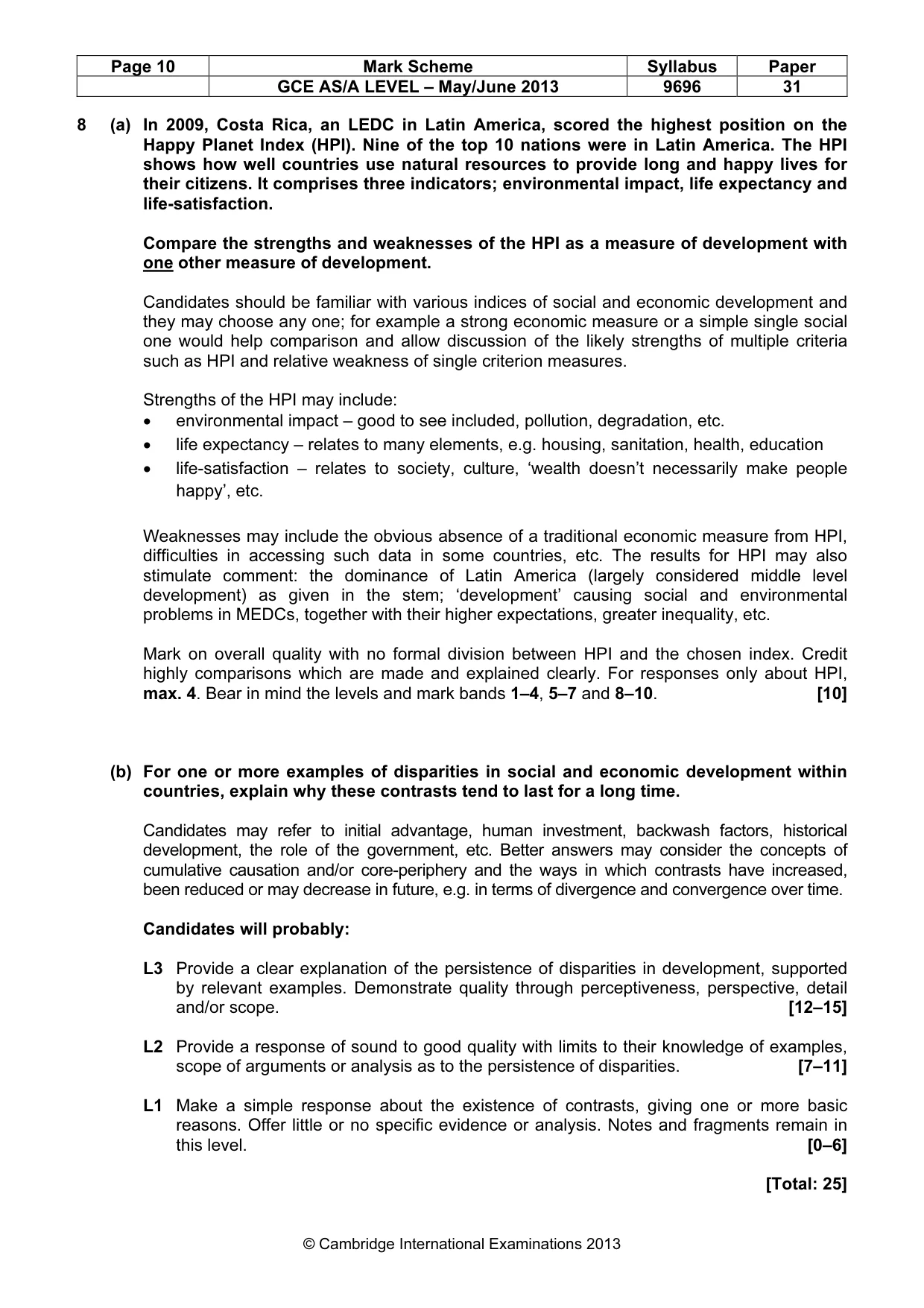 Mark scheme, page 10 of 10