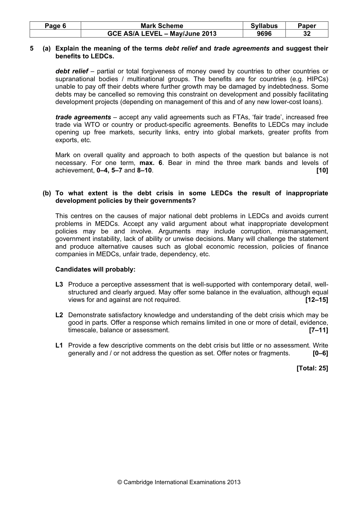 Mark scheme, page 6 of 9