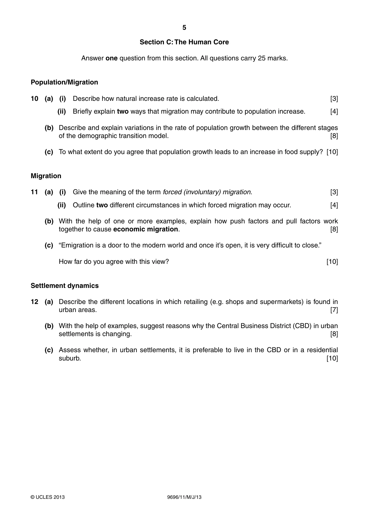 Cambridge A Level Geography 9696 2013 May/June Paper 1 · Variant 1 question paper, page 5 of 8