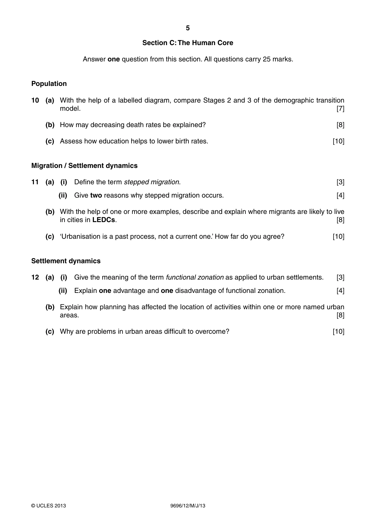 Cambridge A Level Geography 9696 2013 May/June Paper 1 · Variant 2 question paper, page 5 of 8