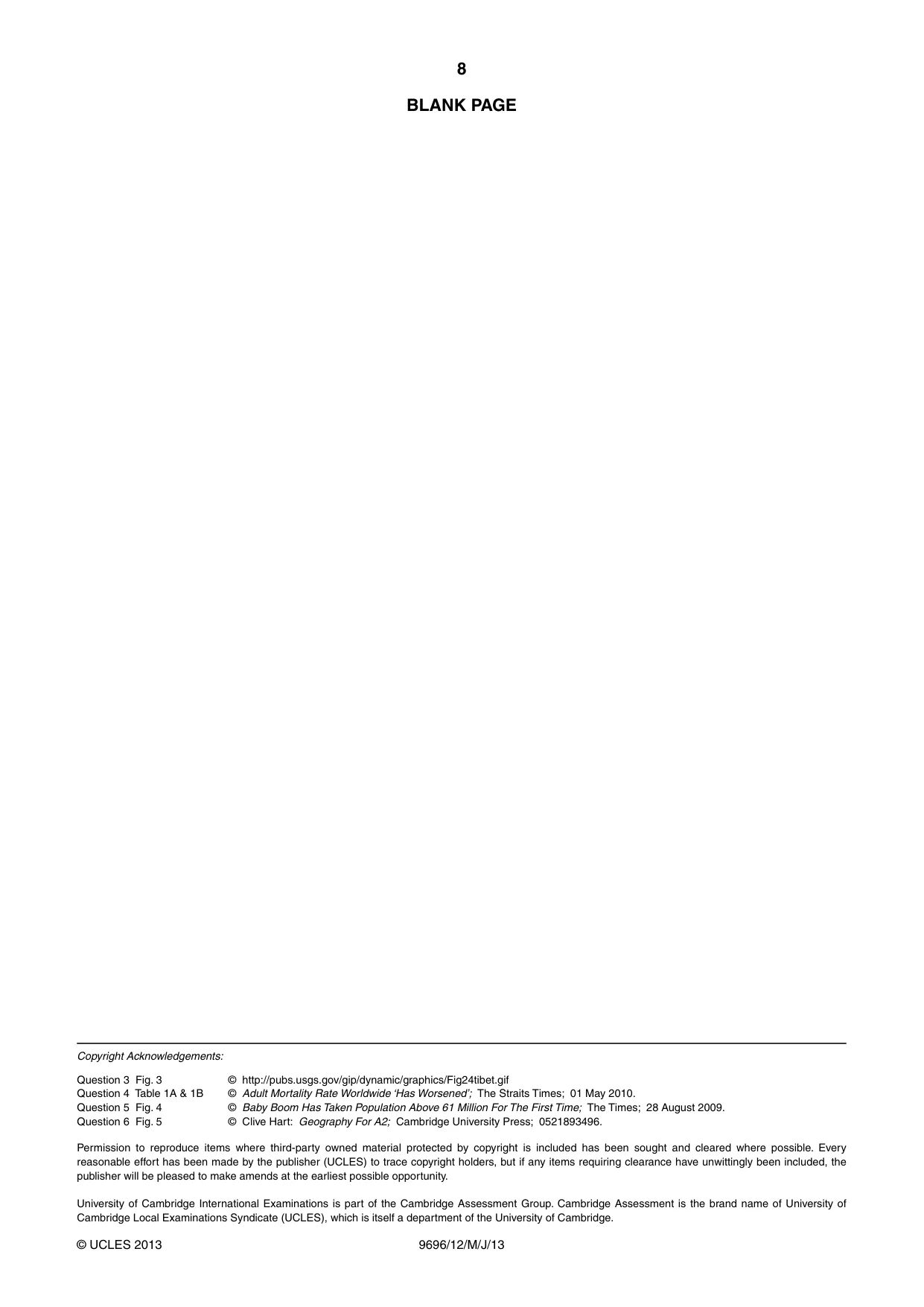 Cambridge A Level Geography 9696 2013 May/June Paper 1 · Variant 2 question paper, page 8 of 8
