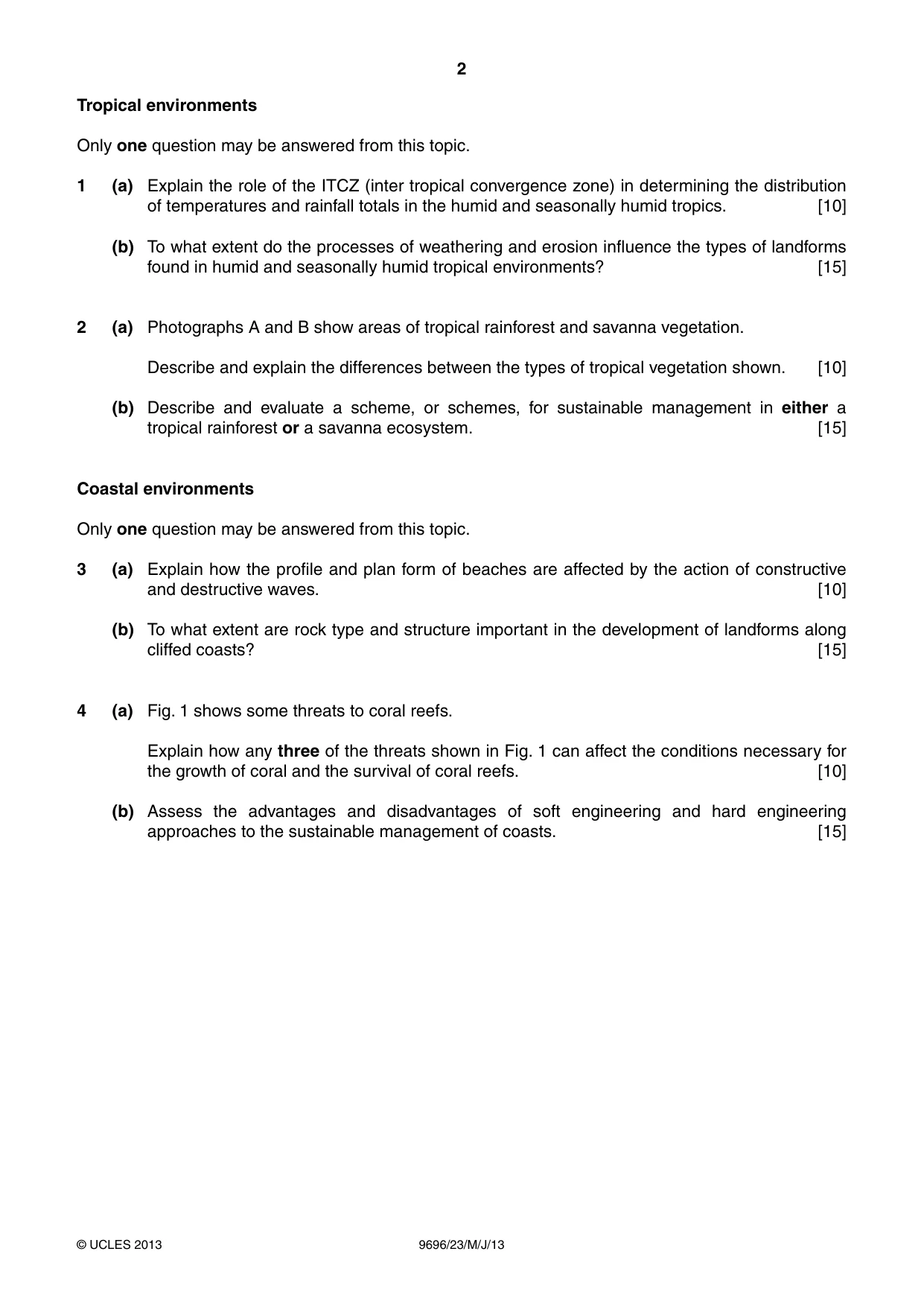 Cambridge A Level Geography 9696 2013 May/June Paper 2 · Variant 3 question paper, page 2 of 4