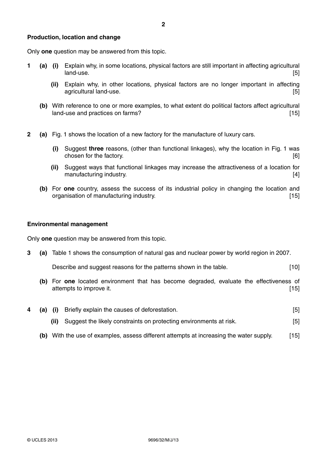 Cambridge A Level Geography 9696 2013 May/June Paper 3 · Variant 2 question paper, page 2 of 4