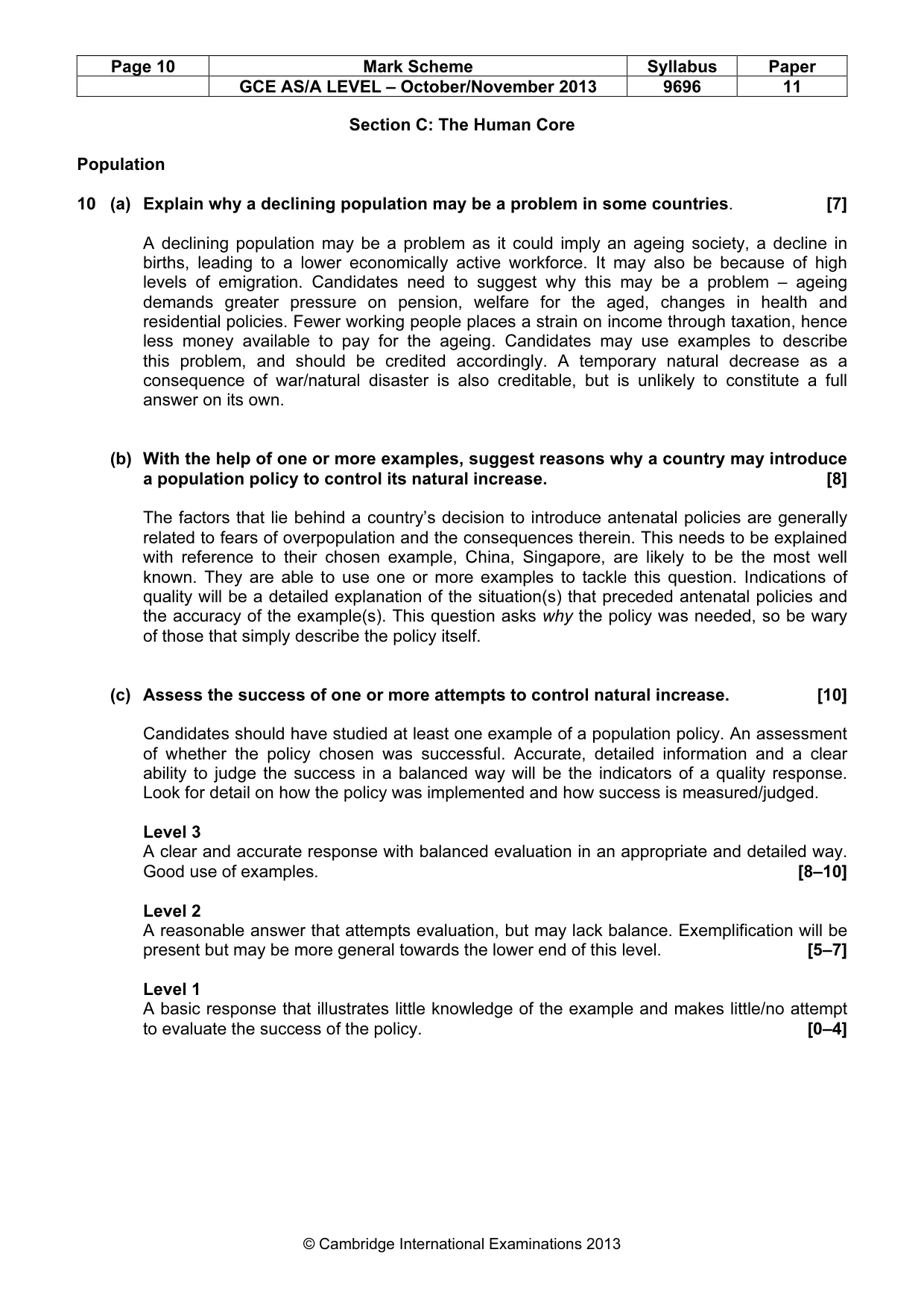 Mark scheme, page 10 of 12