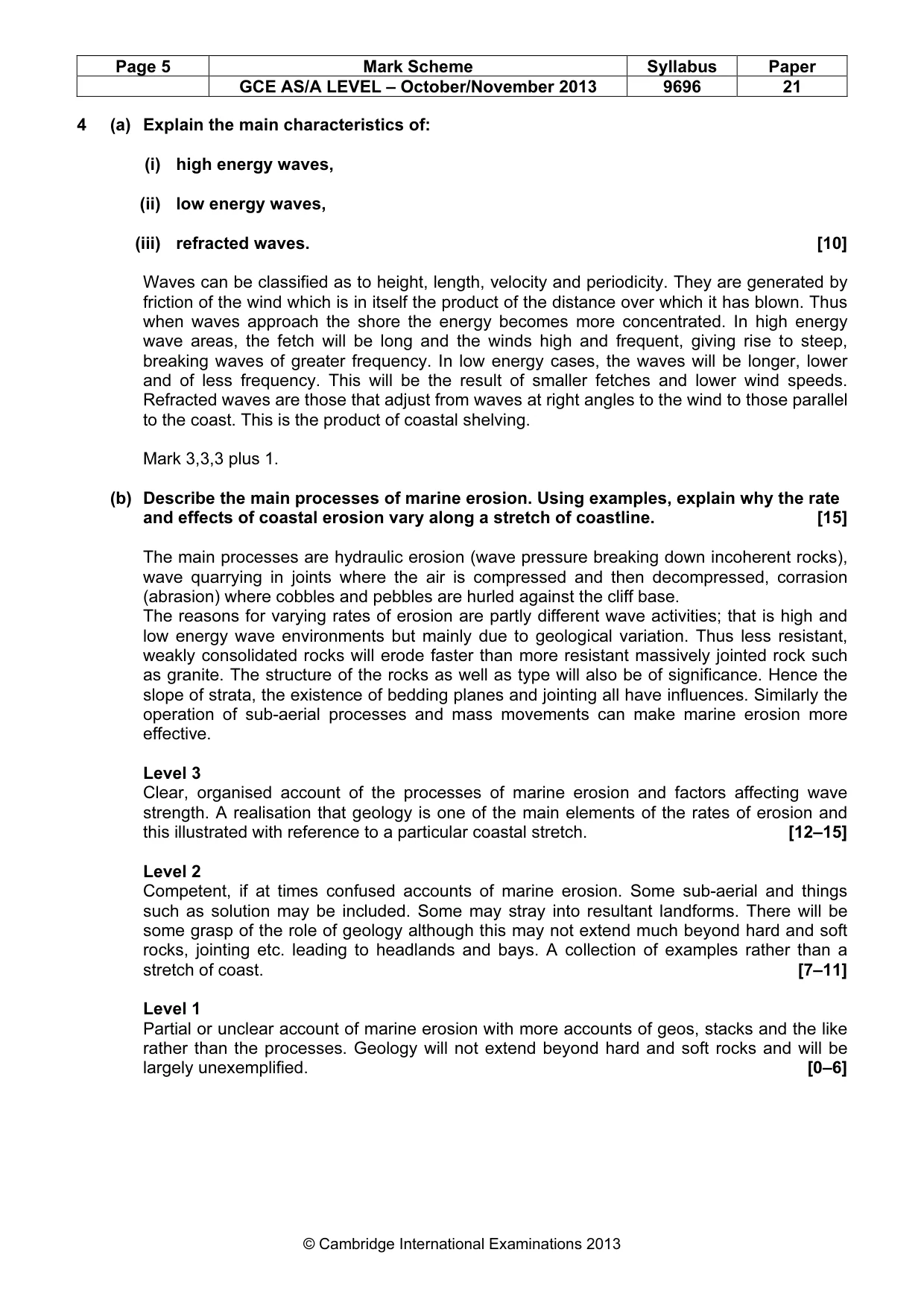 Mark scheme, page 5 of 9