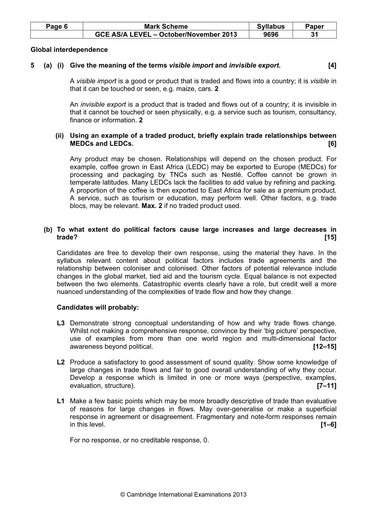 Mark scheme, page 6 of 9