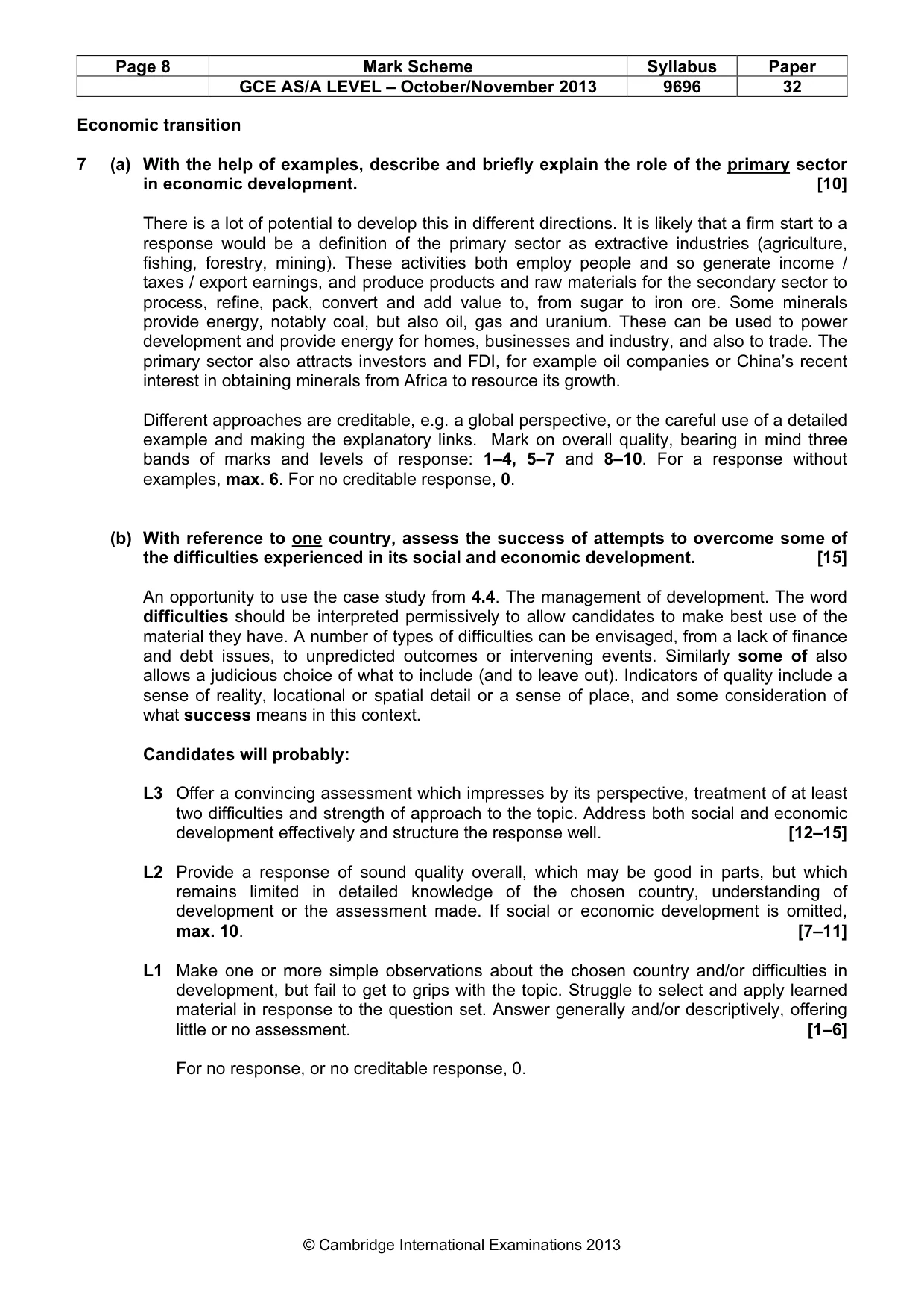 Mark scheme, page 8 of 9