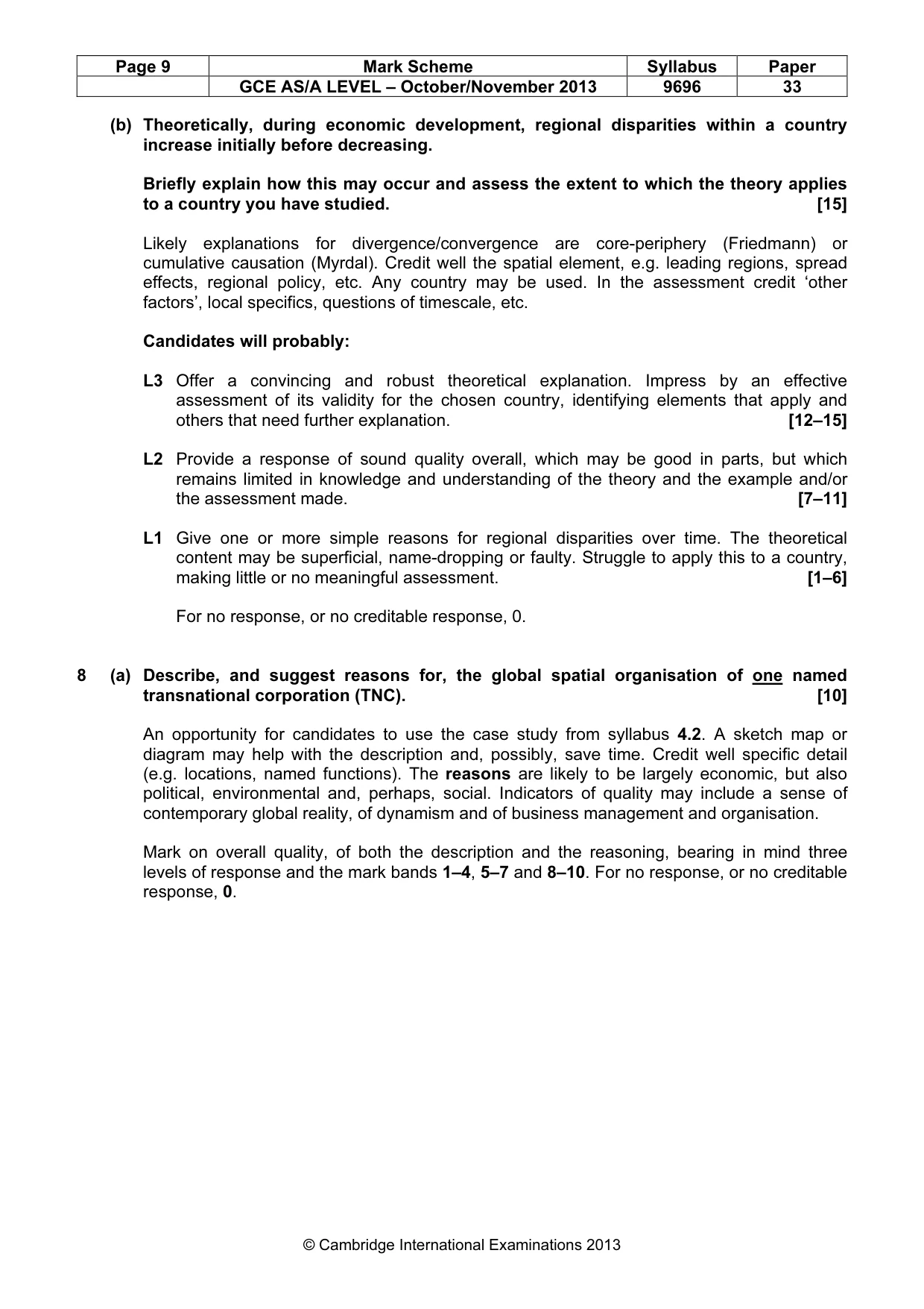 Mark scheme, page 9 of 10