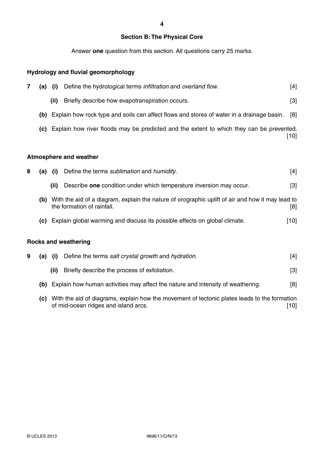 Cambridge A Level Geography 9696 2013 Oct/Nov Paper 1 · Variant 1 question paper, page 4 of 8
