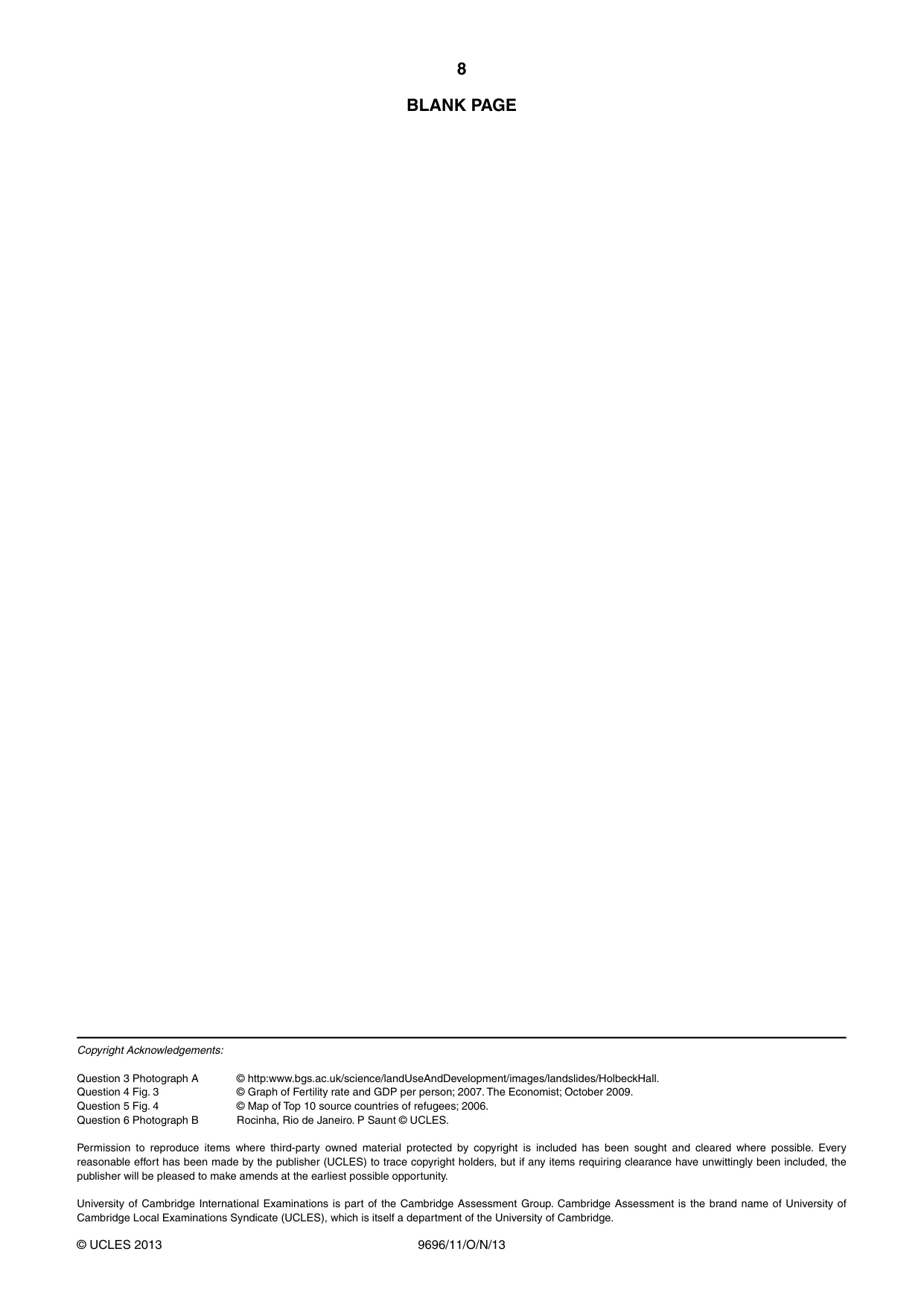 Cambridge A Level Geography 9696 2013 Oct/Nov Paper 1 · Variant 1 question paper, page 8 of 8