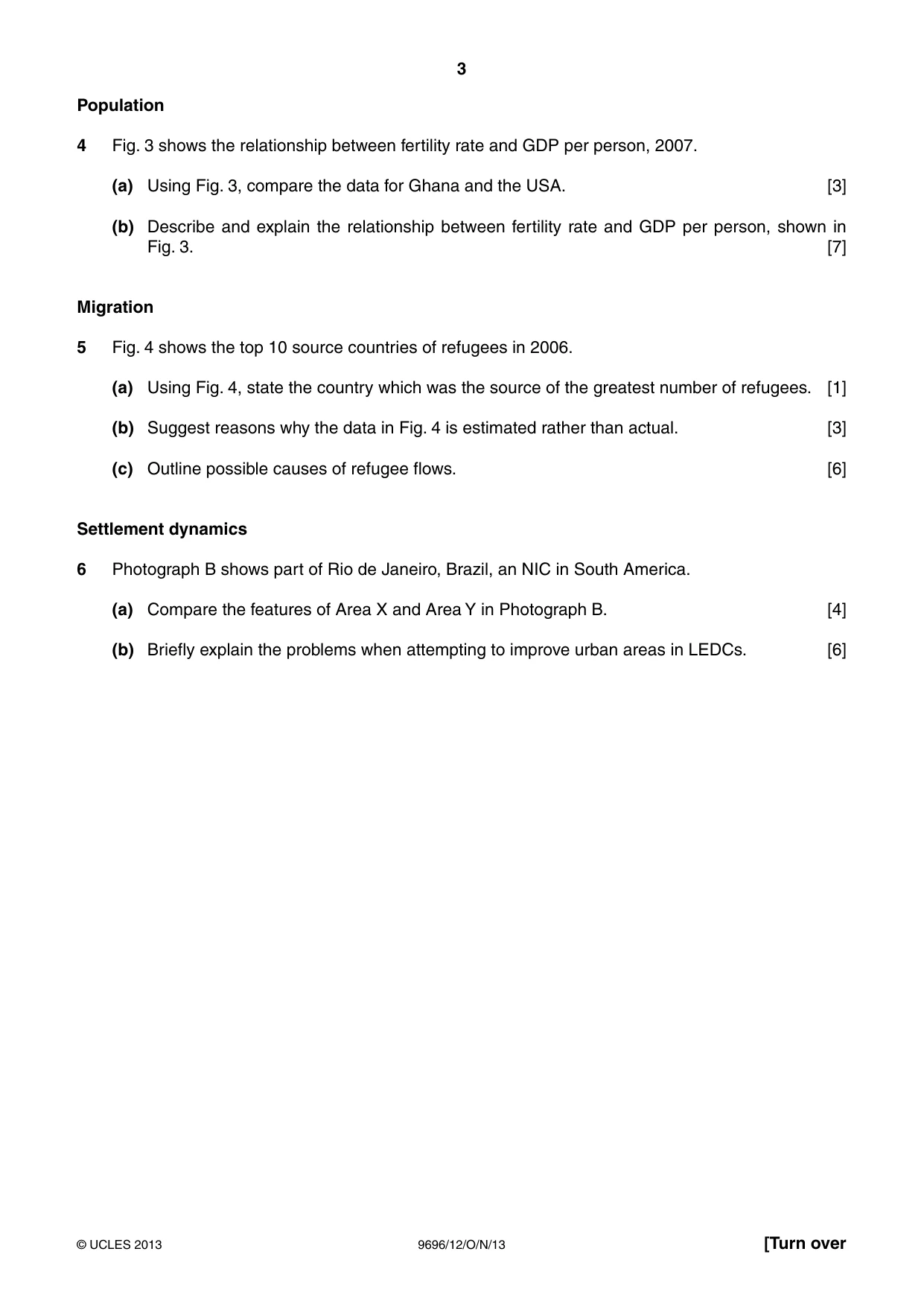Cambridge A Level Geography 9696 2013 Oct/Nov Paper 1 · Variant 2 question paper, page 3 of 8