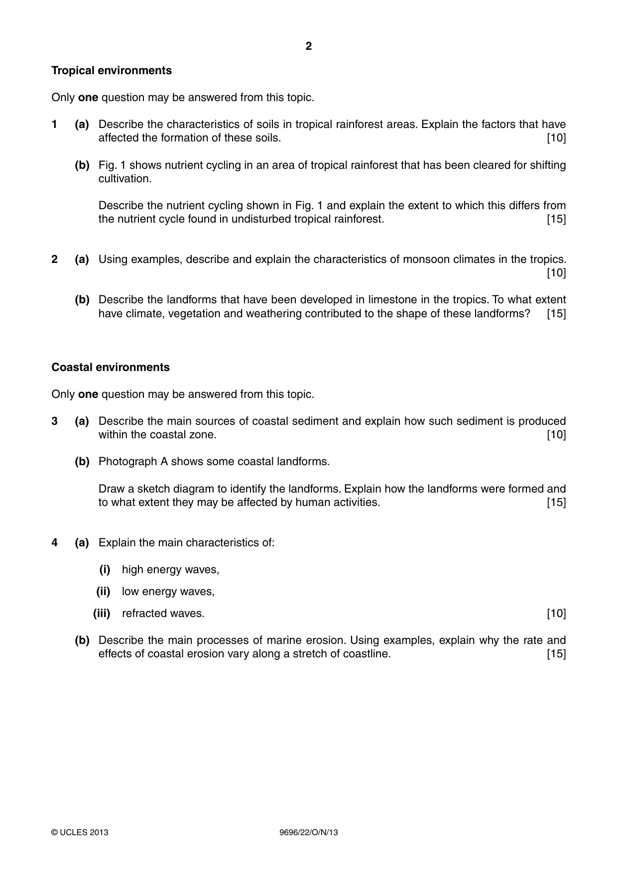 Cambridge A Level Geography 9696 2013 Oct/Nov Paper 2 · Variant 2 question paper, page 2 of 4
