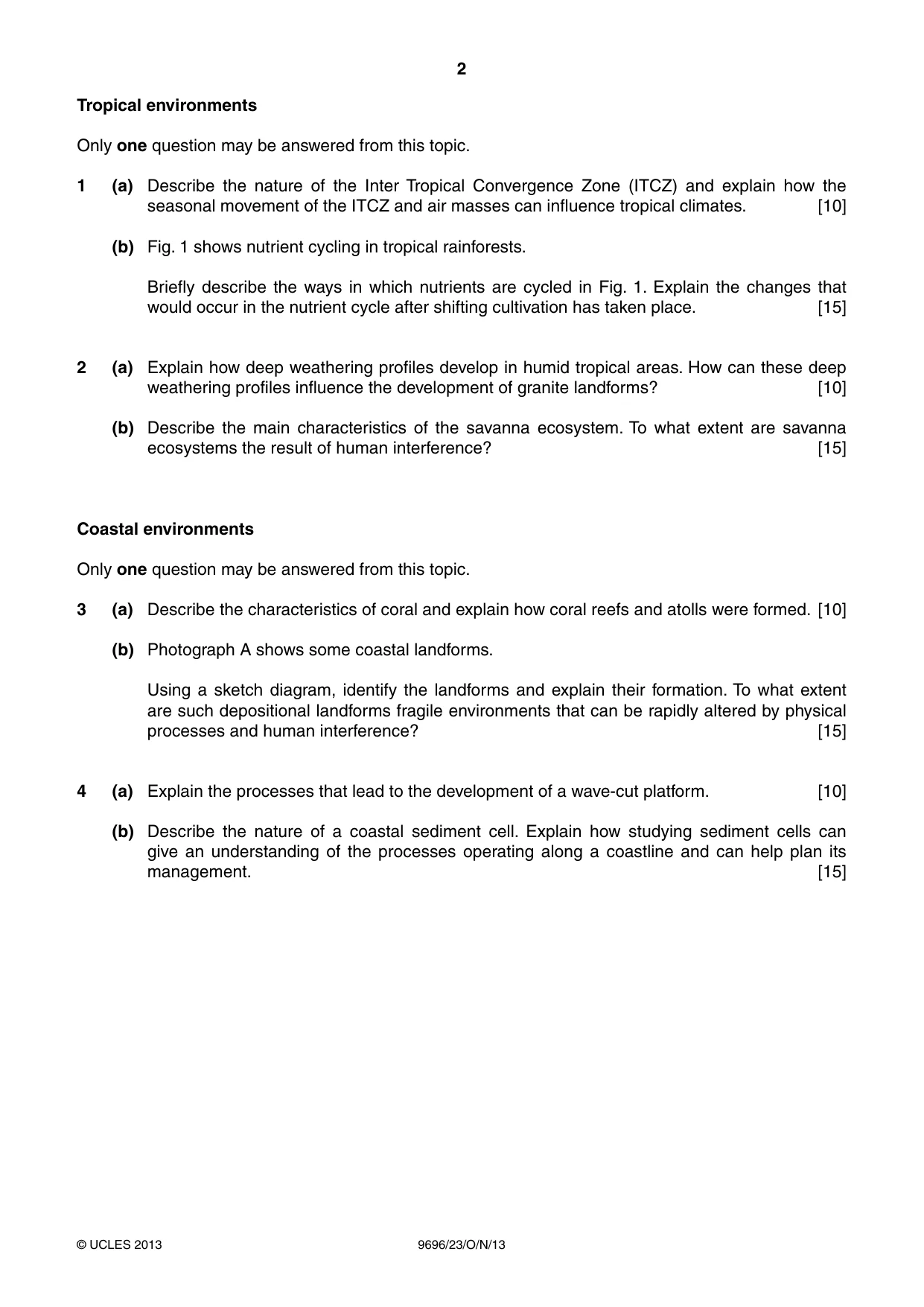 Cambridge A Level Geography 9696 2013 Oct/Nov Paper 2 · Variant 3 question paper, page 2 of 4