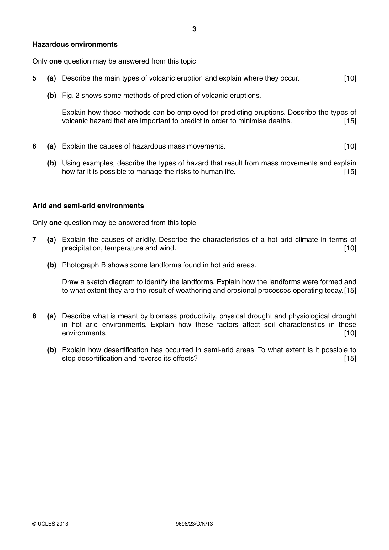 Cambridge A Level Geography 9696 2013 Oct/Nov Paper 2 · Variant 3 question paper, page 3 of 4