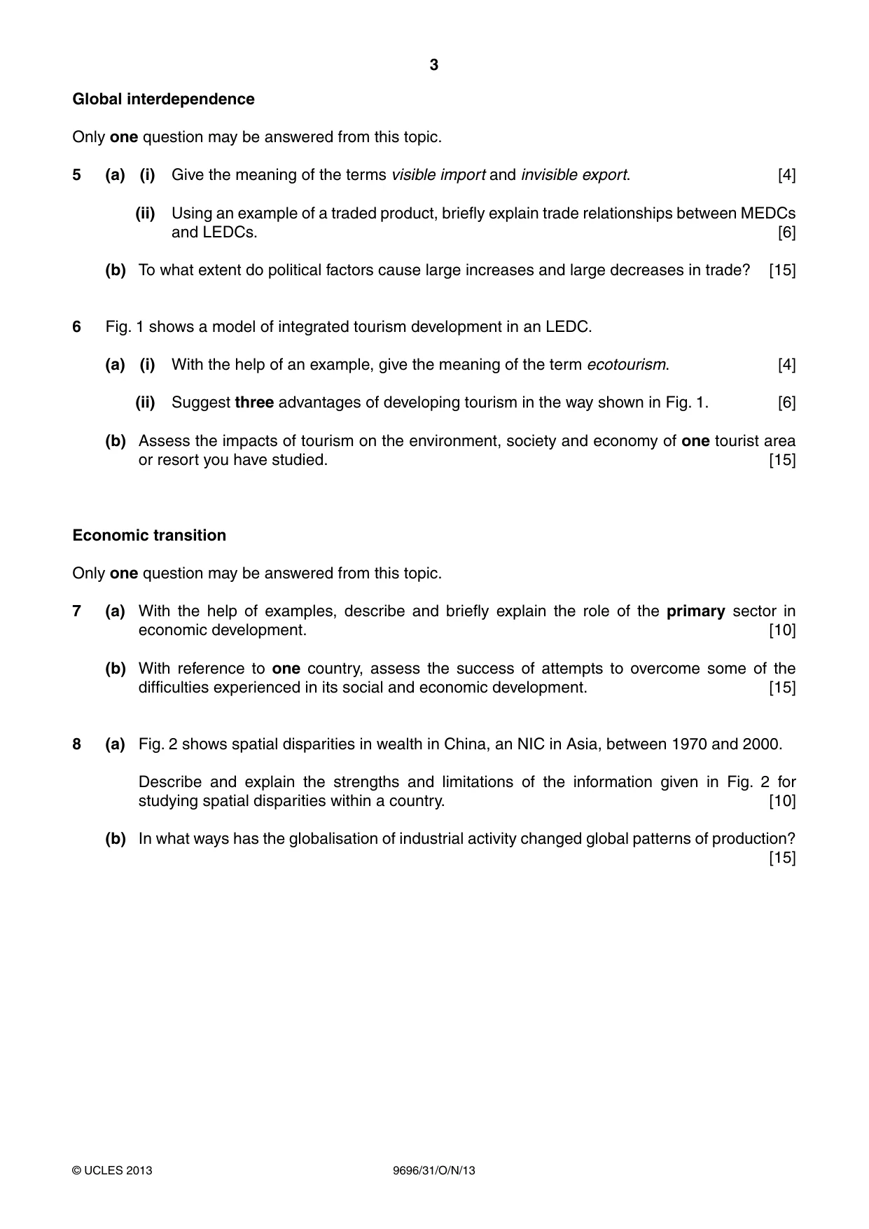 Cambridge A Level Geography 9696 2013 Oct/Nov Paper 3 · Variant 1 question paper, page 3 of 4