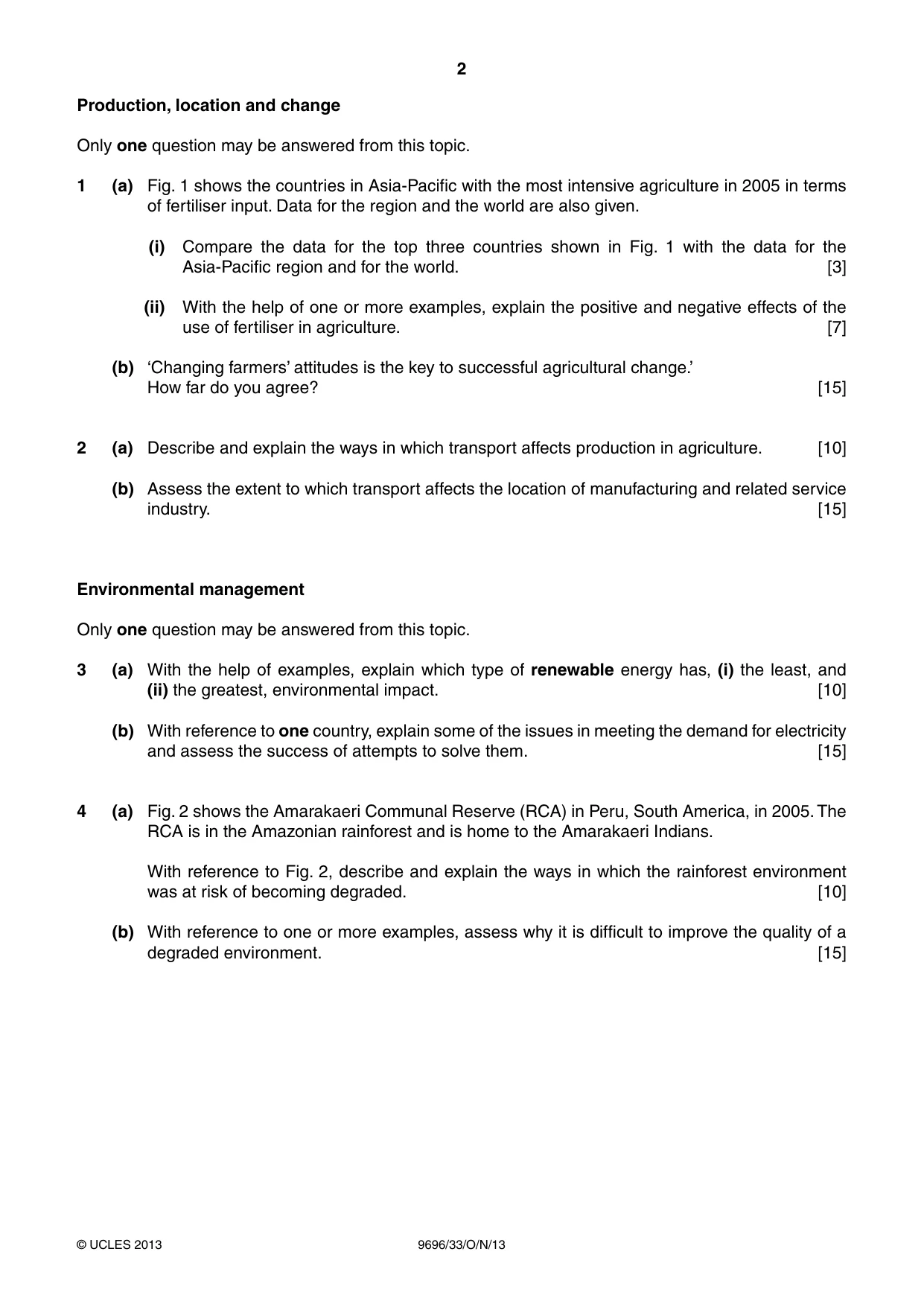Cambridge A Level Geography 9696 2013 Oct/Nov Paper 3 · Variant 3 question paper, page 2 of 4