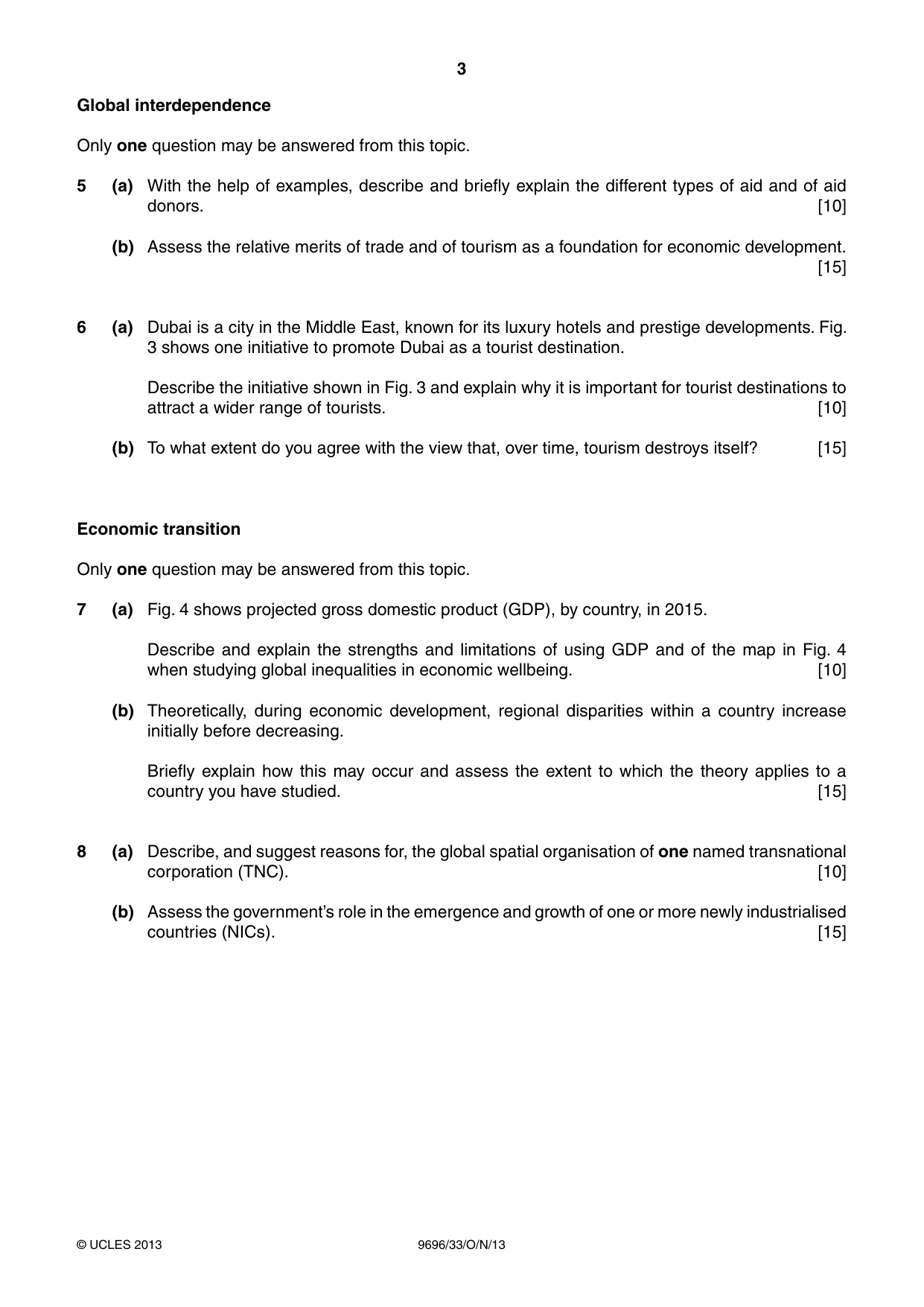 Cambridge A Level Geography 9696 2013 Oct/Nov Paper 3 · Variant 3 question paper, page 3 of 4