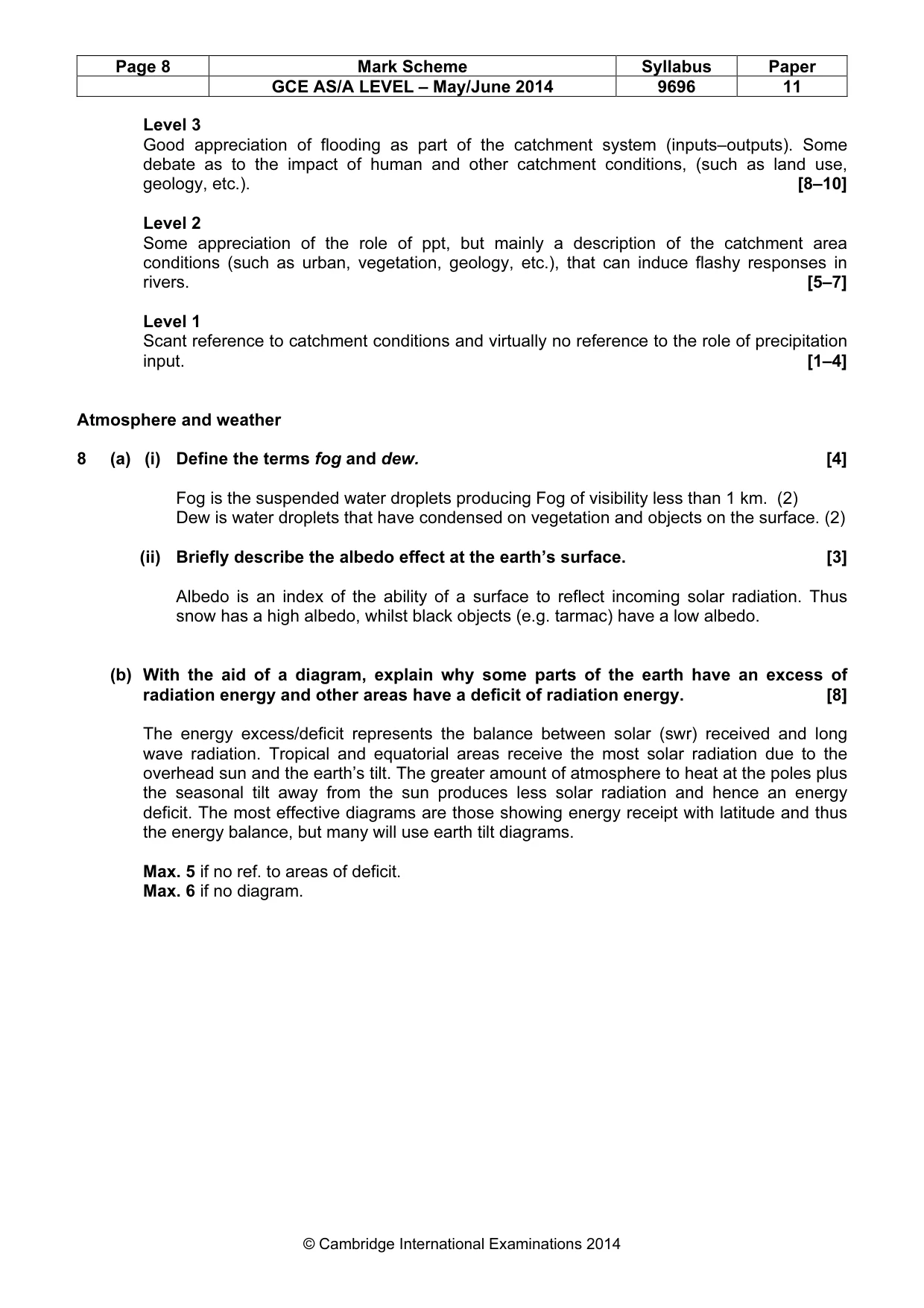 Mark scheme, page 8 of 13