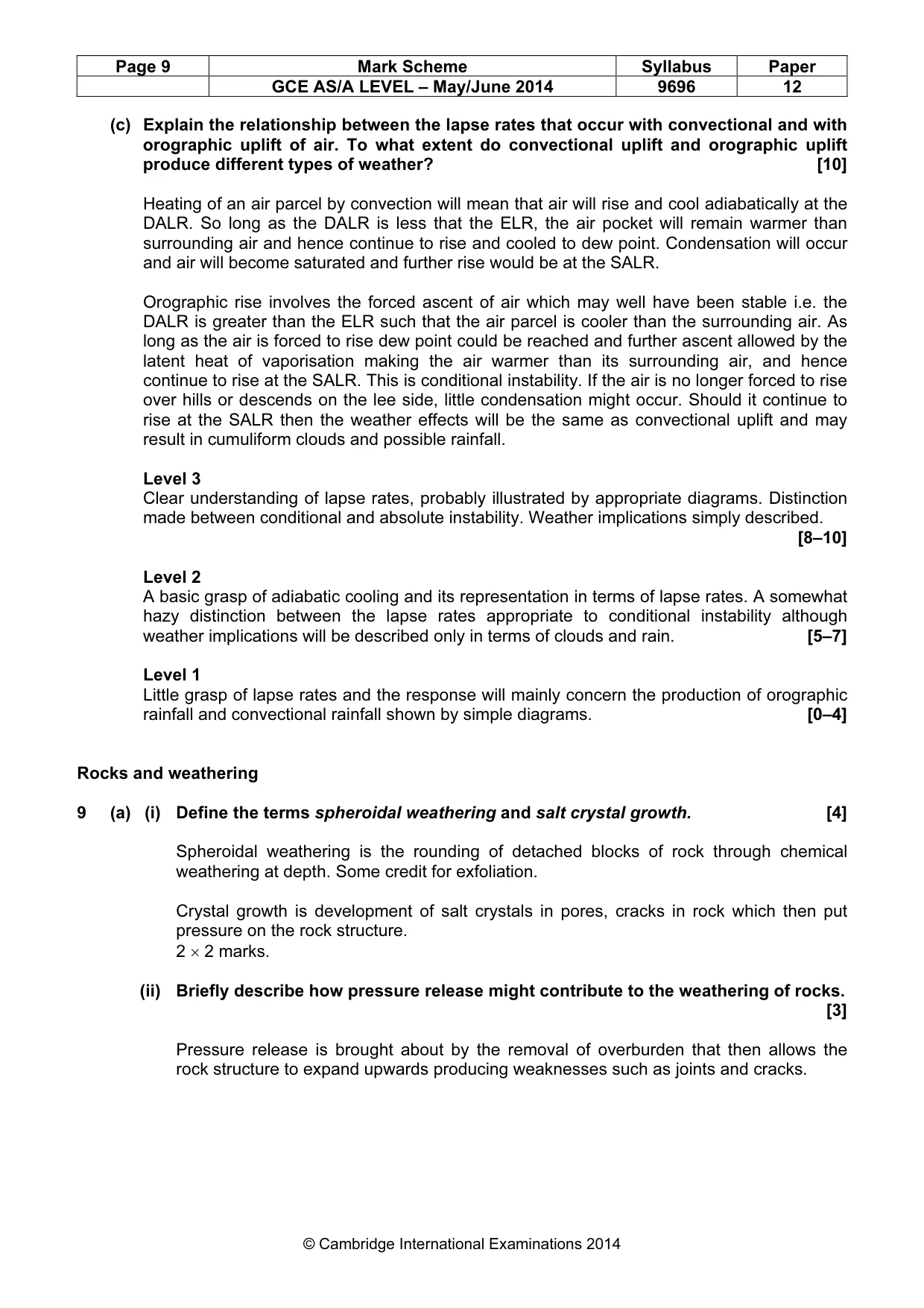 Mark scheme, page 9 of 13