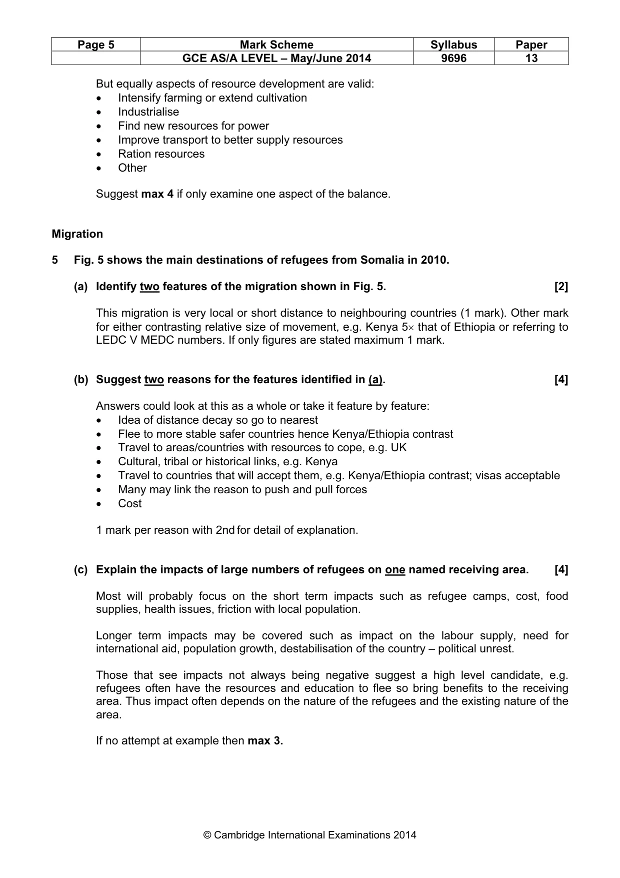 Mark scheme, page 5 of 14