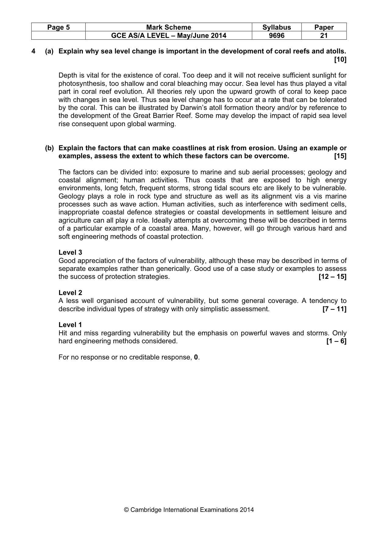 Mark scheme, page 5 of 9