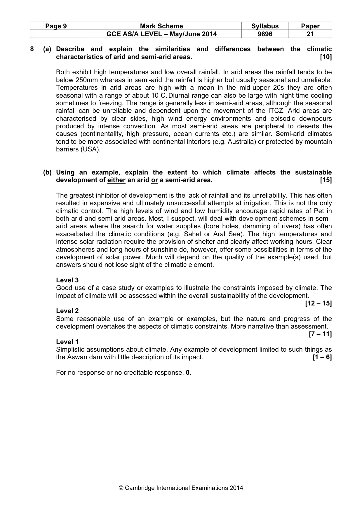 Mark scheme, page 9 of 9