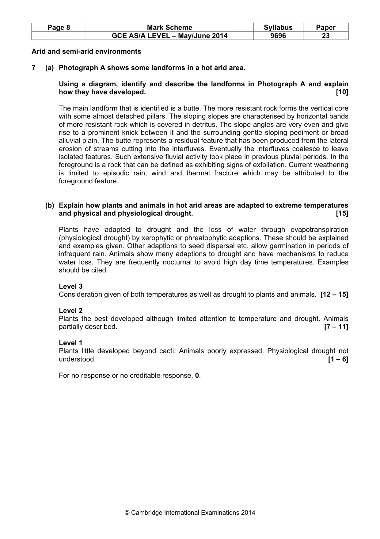 Mark scheme, page 8 of 9