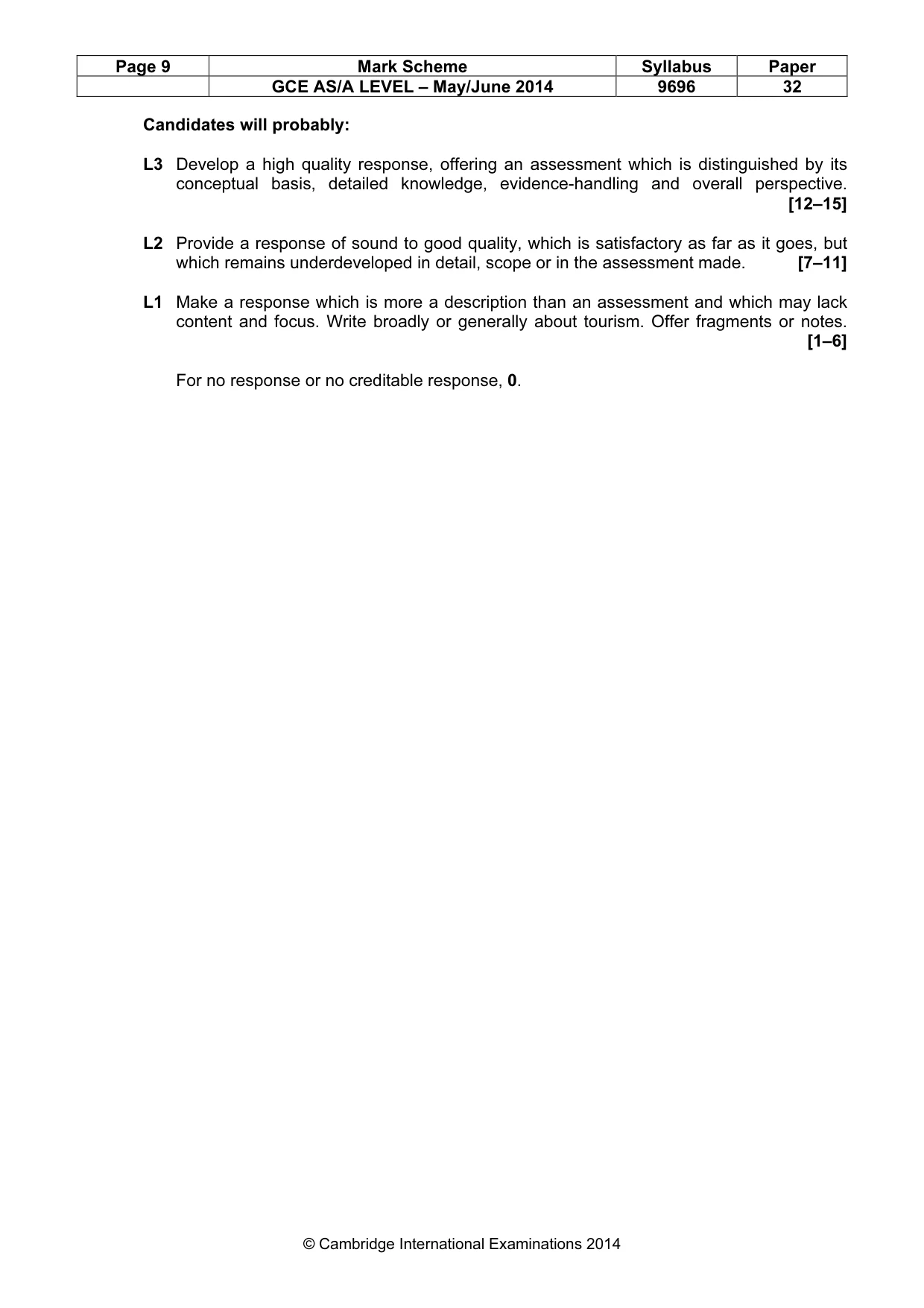 Mark scheme, page 9 of 11