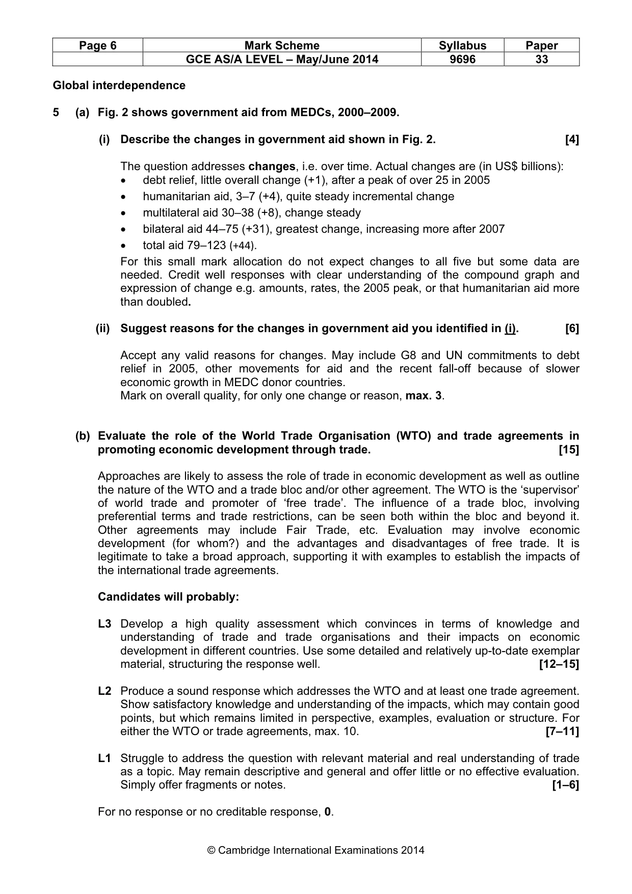Mark scheme, page 6 of 9