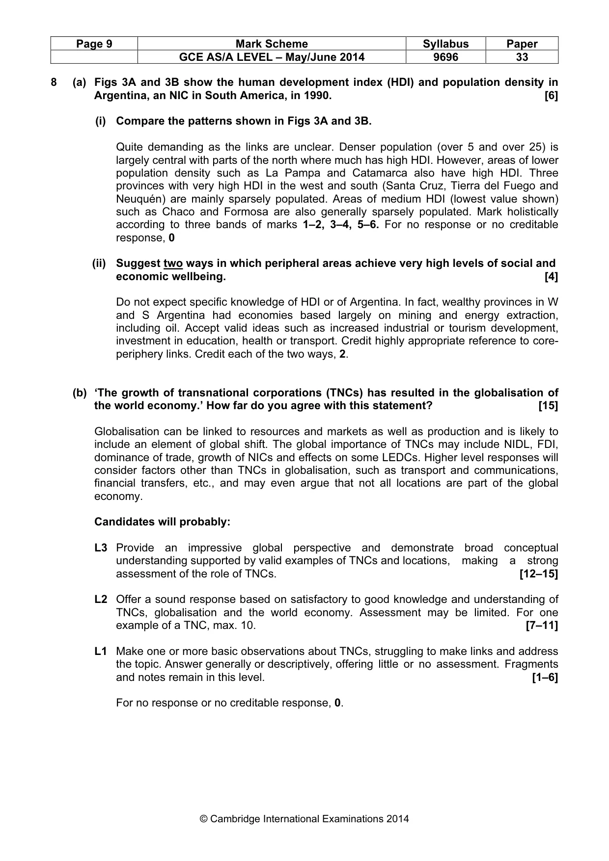 Mark scheme, page 9 of 9