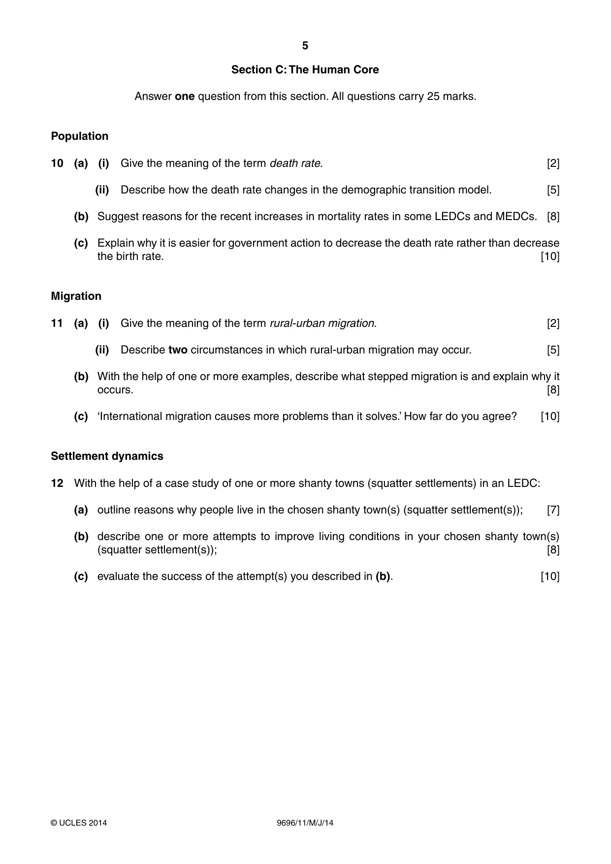 Cambridge A Level Geography 9696 2014 May/June Paper 1 · Variant 1 question paper, page 5 of 8