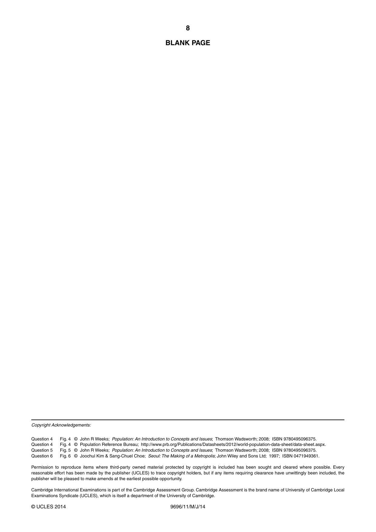 Cambridge A Level Geography 9696 2014 May/June Paper 1 · Variant 1 question paper, page 8 of 8
