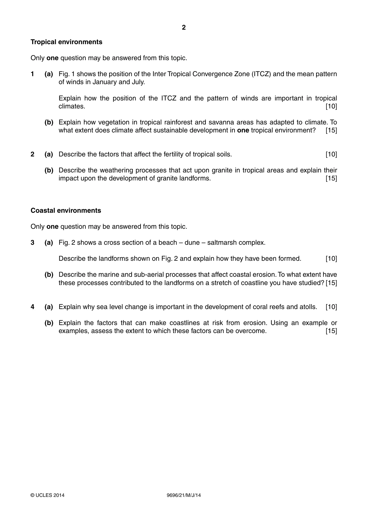 Cambridge A Level Geography 9696 2014 May/June Paper 2 · Variant 1 question paper, page 2 of 4