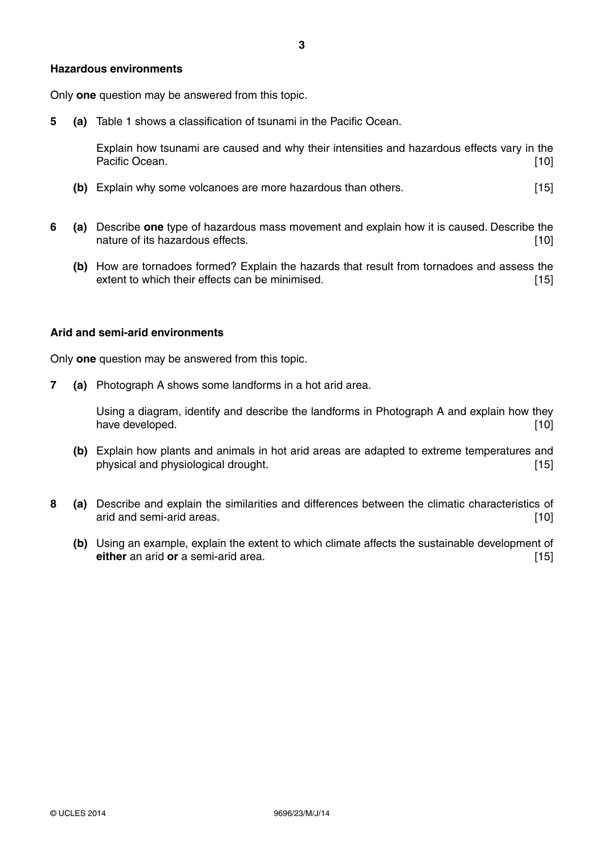 Cambridge A Level Geography 9696 2014 May/June Paper 2 · Variant 3 question paper, page 3 of 4