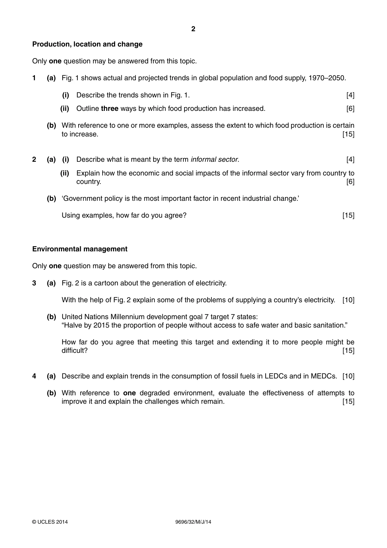 Cambridge A Level Geography 9696 2014 May/June Paper 3 · Variant 2 question paper, page 2 of 4