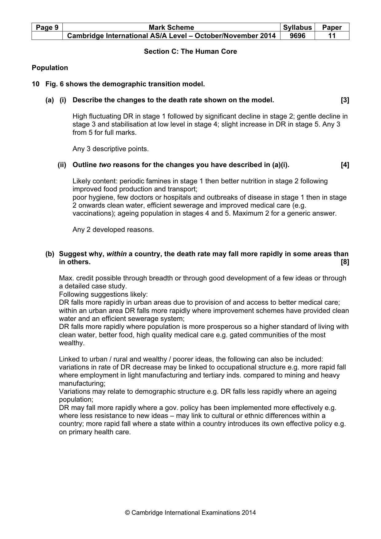 Mark scheme, page 9 of 14