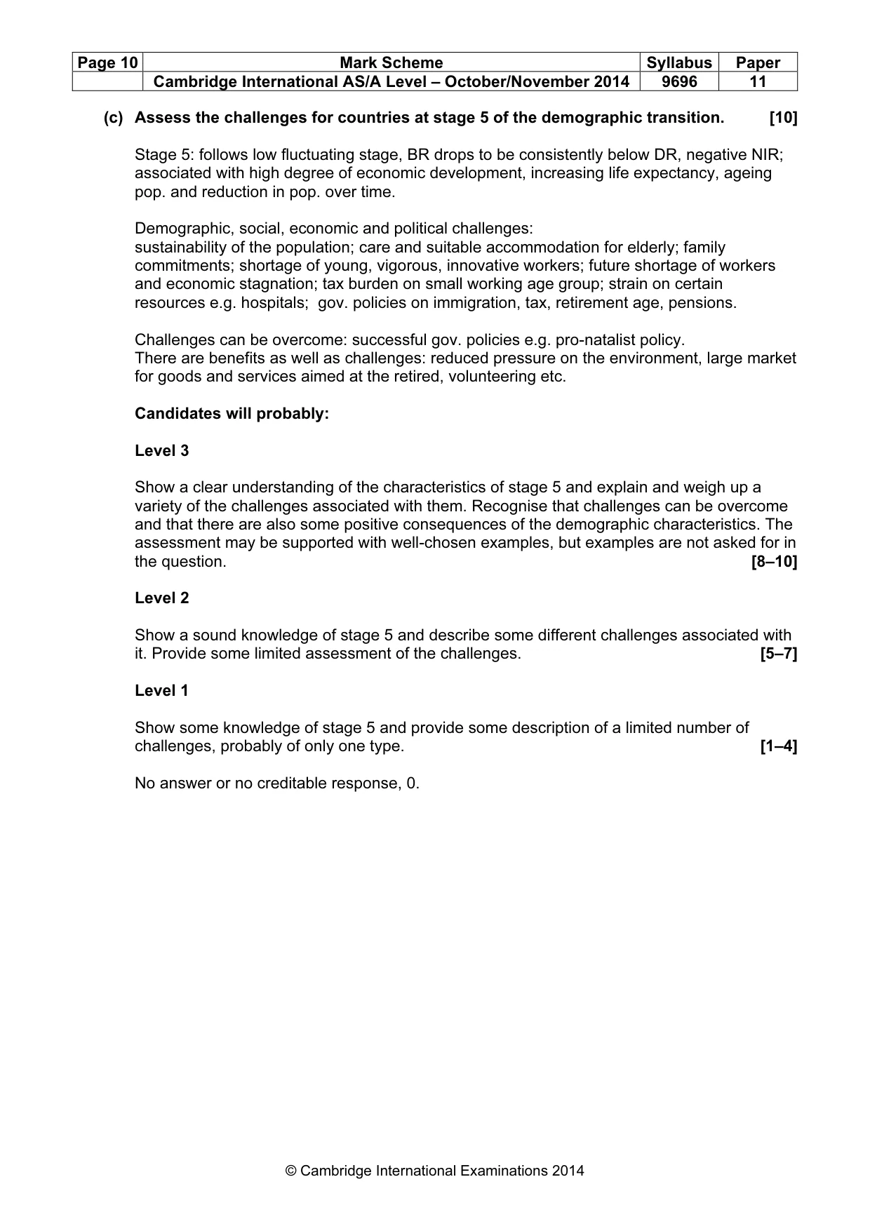 Mark scheme, page 10 of 14
