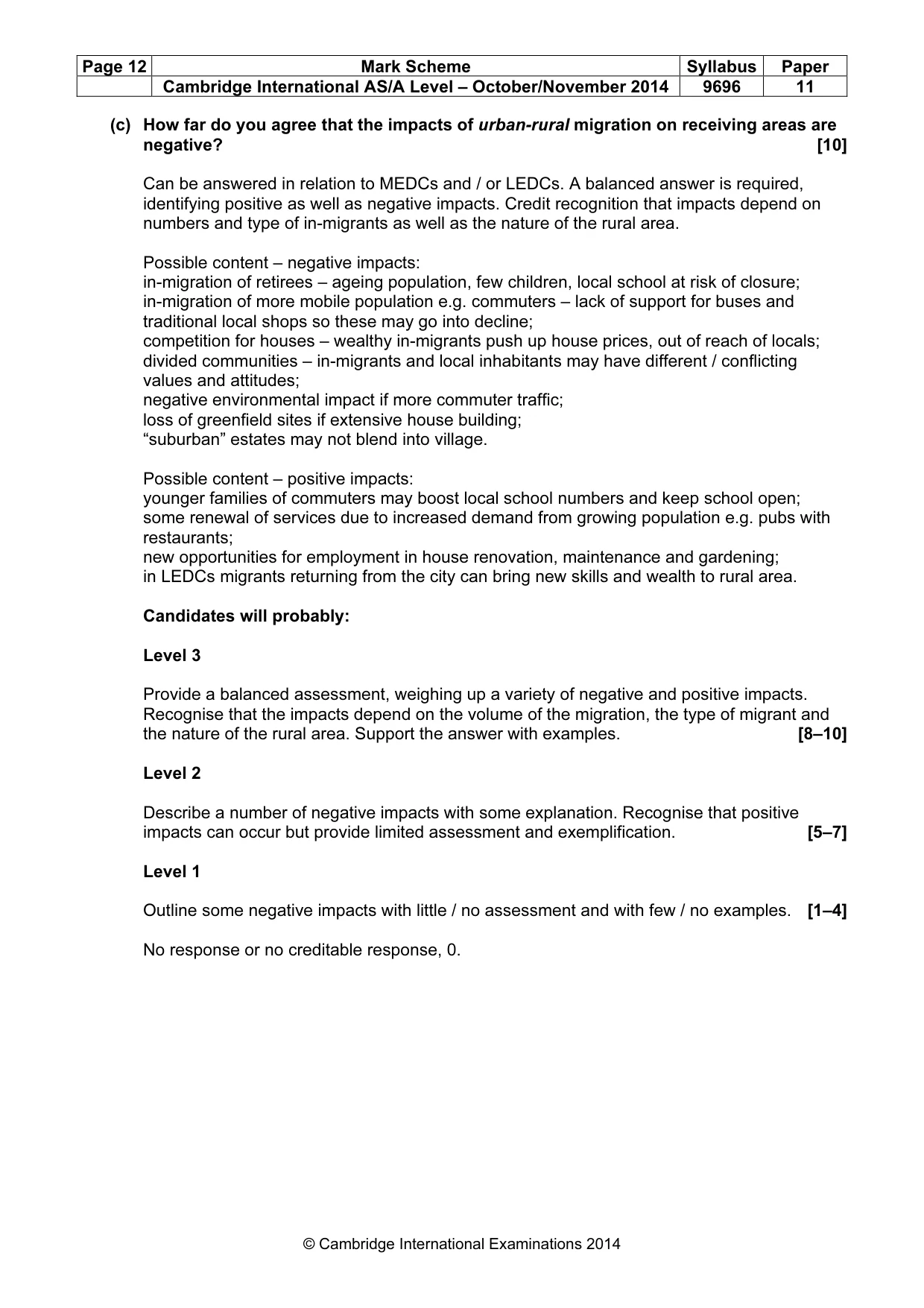 Mark scheme, page 12 of 14
