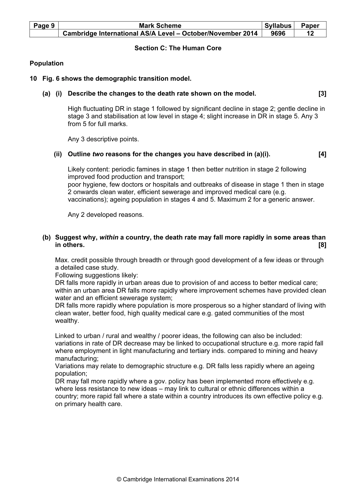 Mark scheme, page 9 of 14